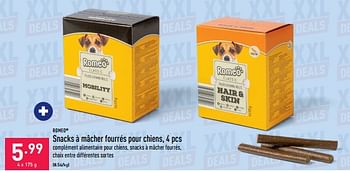 Promotions Snacks à mâcher fourrés pour chiens - Romeo - Valide de 28/09/2022 à 07/10/2022 chez Aldi