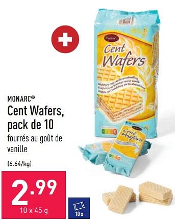 Promotions Cent wafers - Monarc - Valide de 30/09/2022 à 07/10/2022 chez Aldi