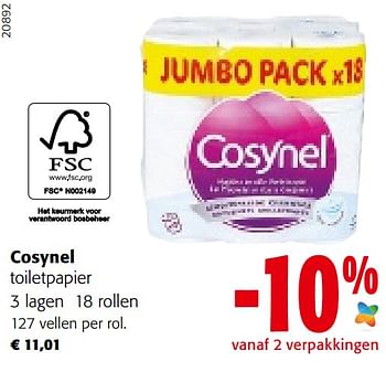 Promoties Cosynel toiletpapier - Cosynel - Geldig van 21/09/2022 tot 04/10/2022 bij Colruyt