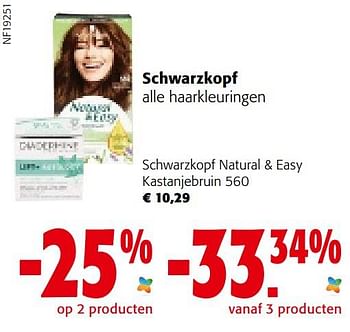 Promoties Schwarzkopf natural + easy kastanjebruin - Schwarzkopf - Geldig van 21/09/2022 tot 04/10/2022 bij Colruyt