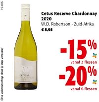 Cetus reserve chardonnay 2020 w.o. robertson - zuid-afrika-Witte wijnen