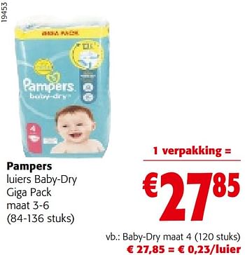 Promoties Pampers luiers baby-dry maat 4 - Pampers - Geldig van 21/09/2022 tot 04/10/2022 bij Colruyt