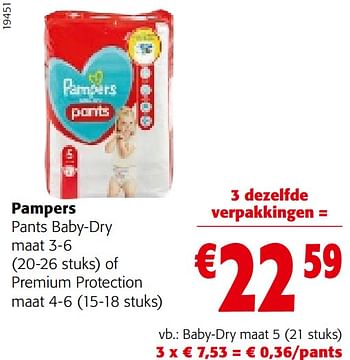 Promoties Pampers pants baby-dry maat 5 - Pampers - Geldig van 21/09/2022 tot 04/10/2022 bij Colruyt