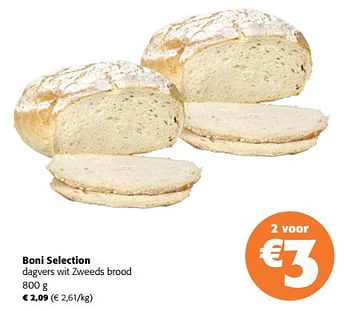 Promoties Boni selection dagvers wit zweeds brood - Boni - Geldig van 21/09/2022 tot 04/10/2022 bij Colruyt
