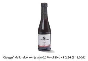 Promoties Cépages merlot alcoholvrije wijn - Rode wijnen - Geldig van 21/09/2022 tot 04/10/2022 bij Colruyt