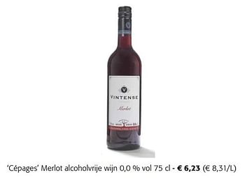 Promoties Cépages merlot alcoholvrije wijn - Rode wijnen - Geldig van 21/09/2022 tot 04/10/2022 bij Colruyt