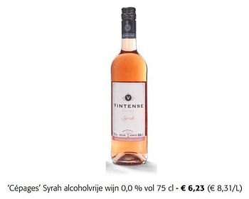 Promoties Cépages syrah alcoholvrije wijn - Rosé wijnen - Geldig van 21/09/2022 tot 04/10/2022 bij Colruyt