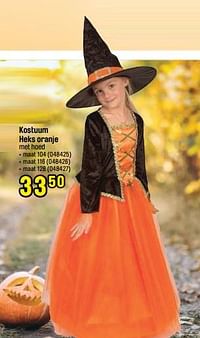 Kostuum heks oranje met hoed-Huismerk - Happyland