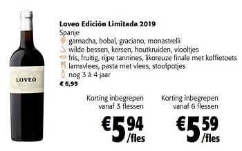Promoties Loveo edición limitada 2019 spanje - Rode wijnen - Geldig van 21/09/2022 tot 04/10/2022 bij Colruyt