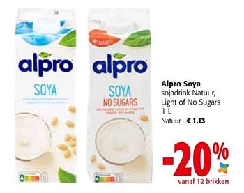 Promoties Alpro soya sojadrink natuur - Alpro - Geldig van 21/09/2022 tot 04/10/2022 bij Colruyt