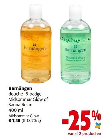 Promotions Barnängen douche- + badgel midsommar glow - Barnängen  - Valide de 21/09/2022 à 04/10/2022 chez Colruyt