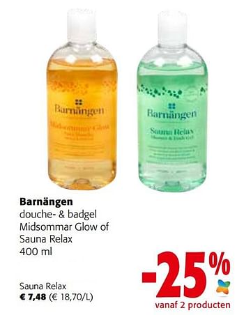 Promoties Barnängen douche- + badgel sauna relax - Barnängen  - Geldig van 21/09/2022 tot 04/10/2022 bij Colruyt