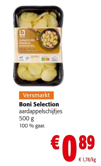 Promoties Boni selection aardappelschijfjes - Boni - Geldig van 21/09/2022 tot 04/10/2022 bij Colruyt