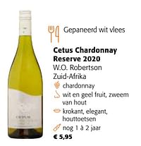 Cetus chardonnay reserve 2020 w.o. robertson zuid-afrika-Witte wijnen
