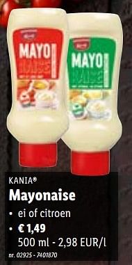 Promoties Mayonaise - Kania - Geldig van 03/10/2022 tot 08/10/2022 bij Lidl