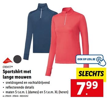 Promotions Sportshirt met lange mouwen - Crivit - Valide de 03/10/2022 à 08/10/2022 chez Lidl