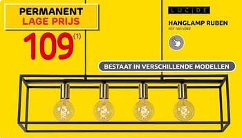 Promoties Hanglamp ruben - Lucide - Geldig van 28/09/2022 tot 17/10/2022 bij Brico