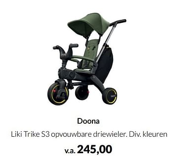 Promoties Doona liki trike s3 opvouwbare driewieler - Doona - Geldig van 20/09/2022 tot 17/10/2022 bij BabyPark