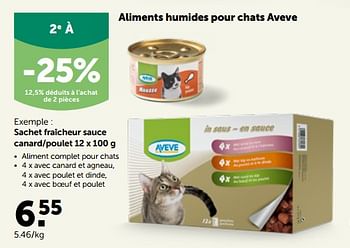 Promotions Aliments humides pour chats aveve sachet fraîcheur sauce canard-poulet - Produit maison - Aveve - Valide de 26/09/2022 à 08/10/2022 chez Aveve