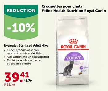 Promotions Croquettes pour chats feline health nutrition royal canin sterilised adult - Royal Canin - Valide de 26/09/2022 à 08/10/2022 chez Aveve