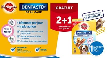 Promotions Pedigree dentastix oral care 2+1 gratuit - Pedigree - Valide de 26/09/2022 à 08/10/2022 chez Aveve