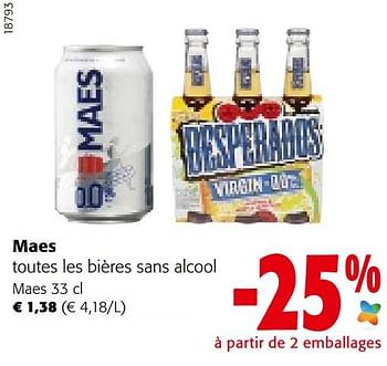 Promotions Maes bières sans alcool - Maes - Valide de 21/09/2022 à 04/10/2022 chez Colruyt