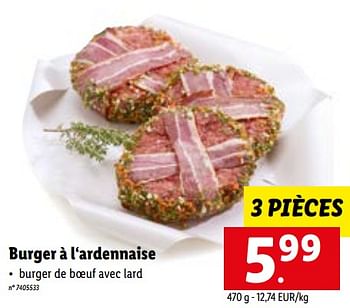 Promotions Burger à l‘ardennaise - Produit maison - Lidl - Valide de 03/10/2022 à 08/10/2022 chez Lidl