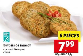 Promotions Burgers de saumon - Produit maison - Lidl - Valide de 03/10/2022 à 08/10/2022 chez Lidl