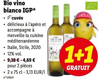 Promoties Bio vino bianco igp - Witte wijnen - Geldig van 03/10/2022 tot 08/10/2022 bij Lidl