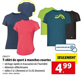 Promotions T-shirt de sport à manches courtes - Crivit - Valide de 03/10/2022 à 08/10/2022 chez Lidl