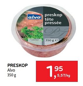 Promoties Preskop alvo - Huismerk - Alvo - Geldig van 05/10/2022 tot 18/10/2022 bij Alvo