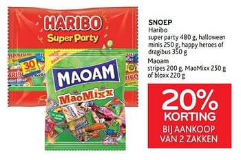 Promoties Snoep haribo 20% korting bij aankoop van 2 zakken - Haribo - Geldig van 05/10/2022 tot 18/10/2022 bij Alvo