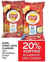 Chips iconic local flavours lay’s 20% korting bij aankoop van 2 zakken-Lay
