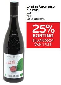 La bête à bon dieu bio 2019 rood 25% korting bij aankoop van 1 fles-Rode wijnen