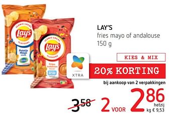 Promoties Lay’s fries mayo of andalouse - Lay's - Geldig van 06/10/2022 tot 19/10/2022 bij Spar (Colruytgroup)