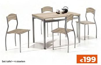 Promoties Set tafel + 4 stoelen - Huismerk - Euroshop - Geldig van 02/10/2022 tot 23/10/2022 bij Euro Shop