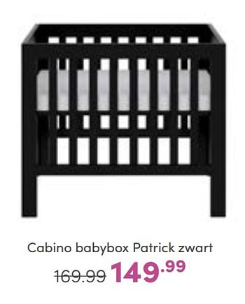 Promotions Cabino babybox patrick zwart - Cabino - Valide de 25/09/2022 à 01/10/2022 chez Baby & Tiener Megastore