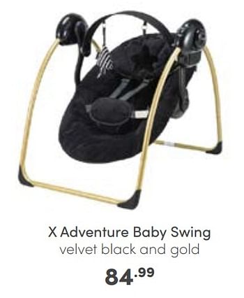 Promoties X adventure baby swing velvet black and gold - Xadventure - Geldig van 25/09/2022 tot 01/10/2022 bij Baby & Tiener Megastore
