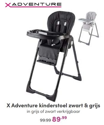 Promoties X adventure kinderstoel zwart + grijs - Xadventure - Geldig van 25/09/2022 tot 01/10/2022 bij Baby & Tiener Megastore