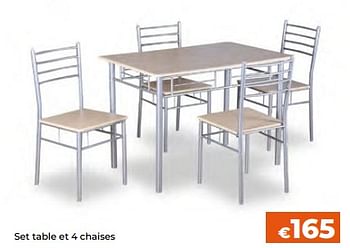 Promotions Set table et 4 chaises - Produit Maison - Euroshop - Valide de 02/10/2022 à 23/10/2022 chez Euro Shop