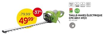 Promotions Taille-haies électrique cpe 6051 ht-2 central park - Central Park - Valide de 28/09/2022 à 17/10/2022 chez Brico