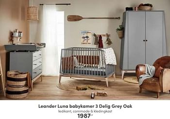 Promoties Leander luna babykamer 3 delig grey oak - Leander - Geldig van 25/09/2022 tot 01/10/2022 bij Baby & Tiener Megastore