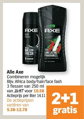 Promoties Africa body-hair-face fash - Axe - Geldig van 26/09/2022 tot 02/10/2022 bij Albert Heijn