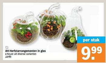 Promotions Ah herfstarrangementen in glas - Produit Maison - Albert Heijn - Valide de 26/09/2022 à 02/10/2022 chez Albert Heijn