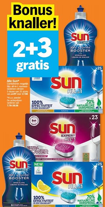 Promotions All-in-1 vaatwastabletten citroen - Sun - Valide de 26/09/2022 à 02/10/2022 chez Albert Heijn