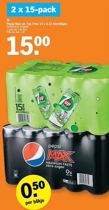 Promotions Pepsi max en 7up free - Produit Maison - Albert Heijn - Valide de 26/09/2022 à 02/10/2022 chez Albert Heijn