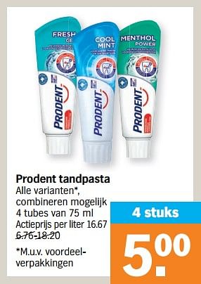 Promotions Prodent tandpasta - Prodent - Valide de 26/09/2022 à 02/10/2022 chez Albert Heijn