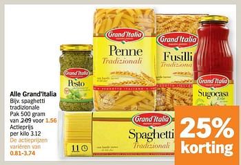 Promotions Spaghetti tradizionale - Grand Italia - Valide de 26/09/2022 à 02/10/2022 chez Albert Heijn