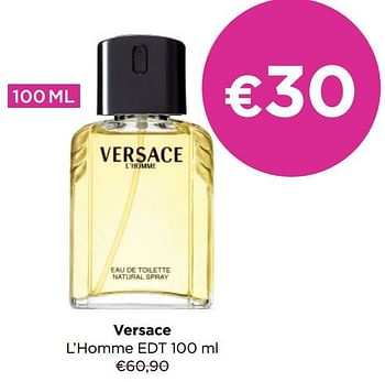 Promoties Versace l’homme edt - Versace - Geldig van 26/09/2022 tot 02/10/2022 bij ICI PARIS XL