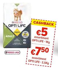 Cashback €5 assortiment opti life - 1kg €750 assortiment opti life - 2,5kg-Versele-Laga